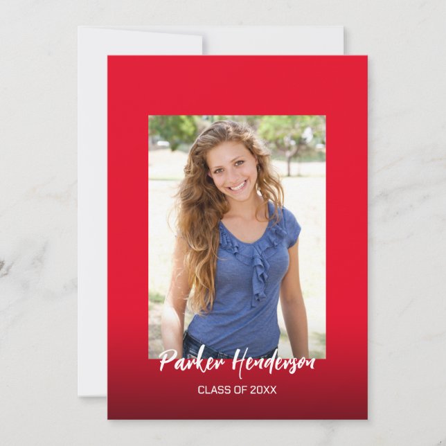 Invitation Annonce de remise de diplôme photo Modern Red Whit (Devant)
