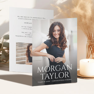 Invitation Annonce de remise de diplôme photo nom gracieux mi