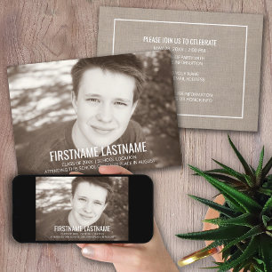 Invitation Annonce de remise de diplôme rustique avec photo e