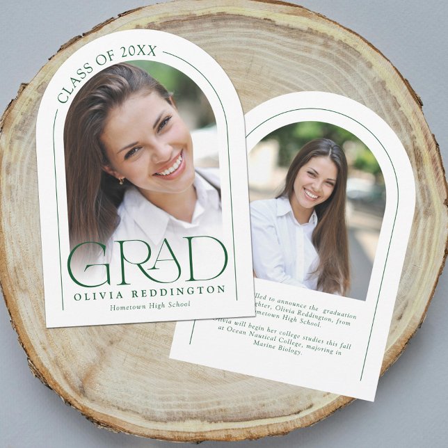Invitation Annonce de remise de diplôme sous arche vert moder (Créateur téléchargé)