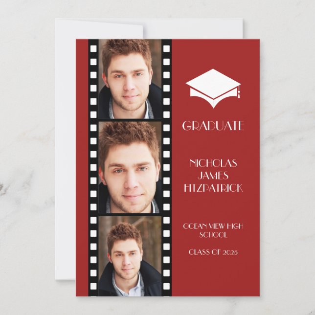 Invitation Annonce de remise de diplôme sur le thème du ciném (Devant)