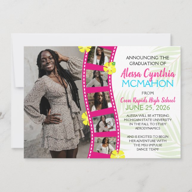 Invitation Annonce de remise de diplôme Tropical Luau Filmstr (Devant)