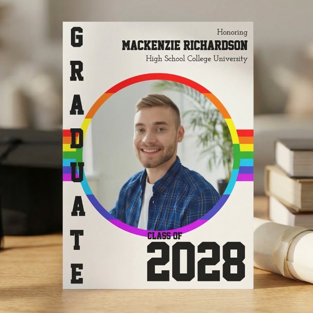 Invitation Annonce de remise de diplômes arc-en-ciel de fiert (Créateur téléchargé)