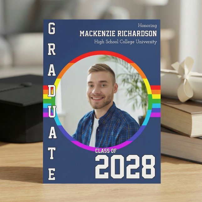 Invitation Annonce de remise de diplômes arc-en-ciel de la fi (Créateur téléchargé)