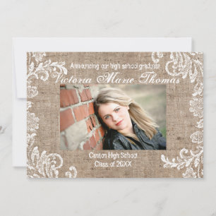 Invitation Annonce de remise de diplômes Burlap & Lace