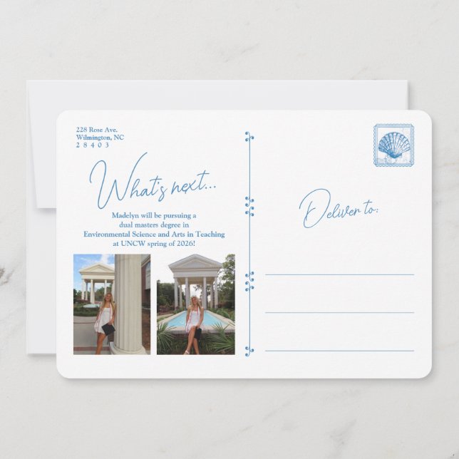 Invitation Annonce de remise de diplômes côtière avec cadre f (Dos)
