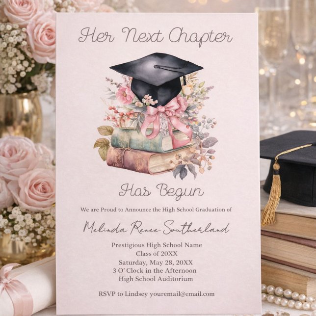 Invitation Annonce de remise de diplômes de Her Next Chapter  (Créateur téléchargé)