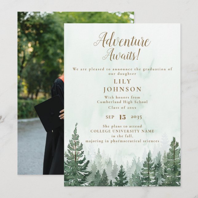 Invitation Annonce de remise de diplômes de la forêt d'aventu (Devant / Derrière)