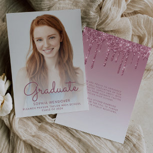 Invitation Annonce de remise des diplômes avec paillettes en 