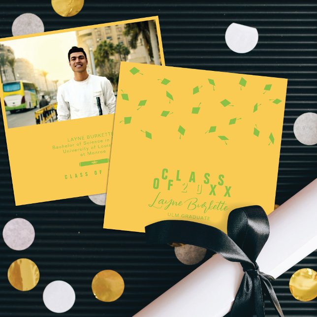 Invitation Annonce de remise des diplômes Cap Toss jaune et v (Créateur téléchargé)