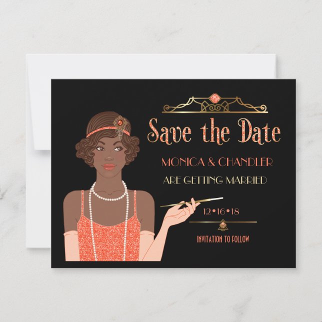 Invitation Annonce de rendez-vous des Années folles Afro-Amér (Devant)