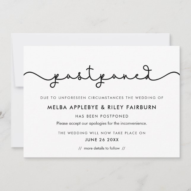 Invitation Annonce de report de date simple et mignonne (Devant)