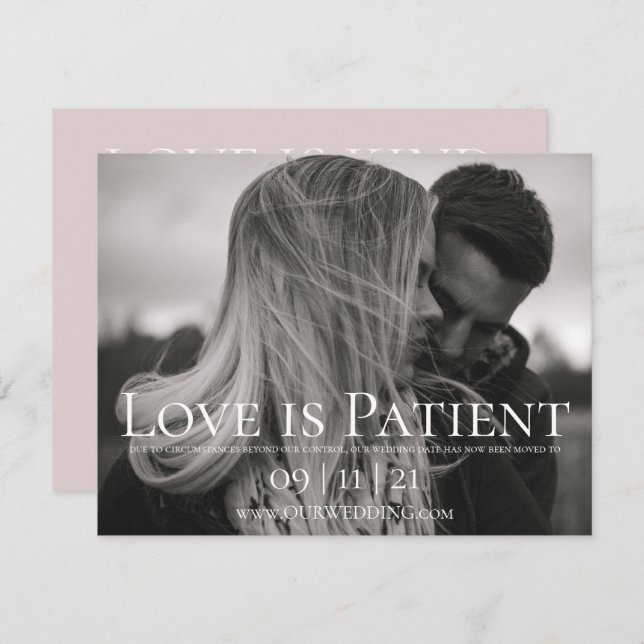 Invitation Annonce de report de mariage avec photo personnali (Devant / Derrière)