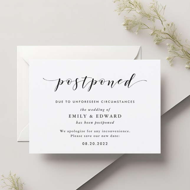 Invitation Annonce de report de mariage élégant moderne (Créateur téléchargé)