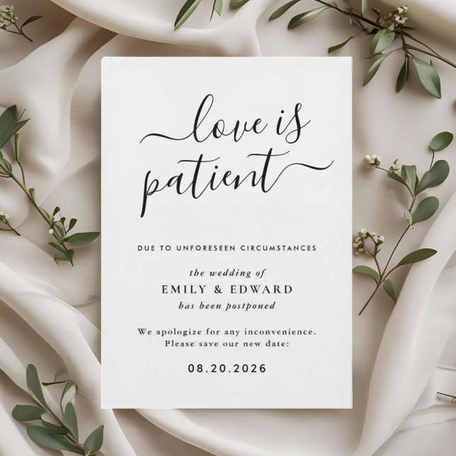 Invitation Annonce de report de mariage en écriture manuscrit (Créateur téléchargé)