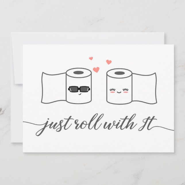 Invitation Annonce de report de mariage Just Roll With It (Devant)