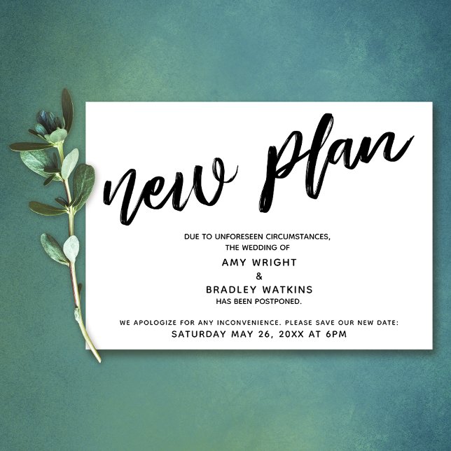Invitation Annonce de report de mariage "Nouveau Projet" (Créateur téléchargé)