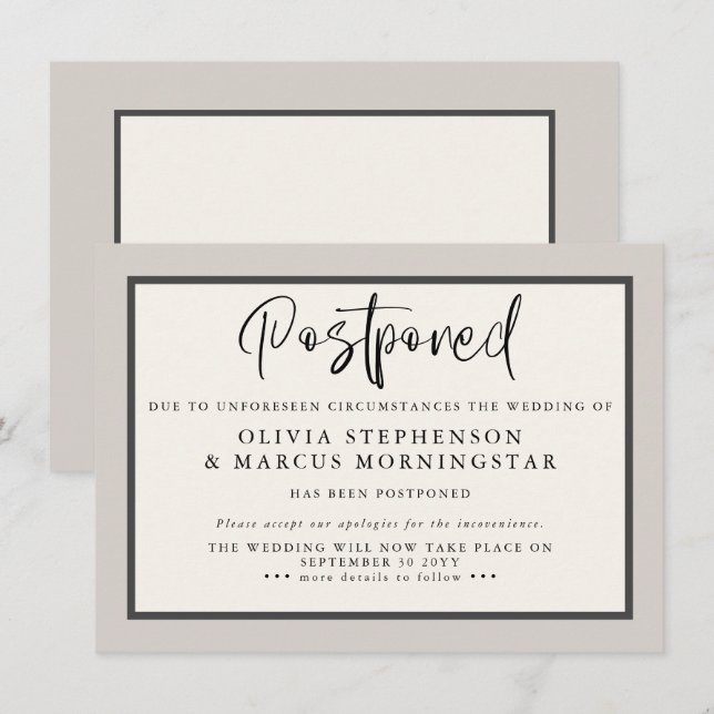 Invitation Annonce de report d'événement modern Earthtones (Devant / Derrière)