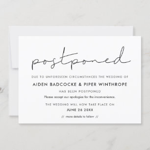 Invitation Annonce de report minimaliste manuscrite