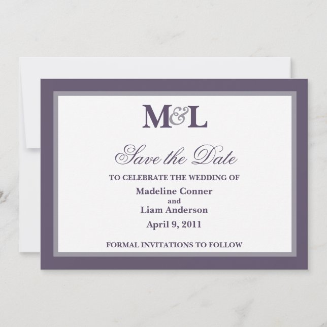 Invitation Annonce de réservation de date Double Cadre-plum (Devant)