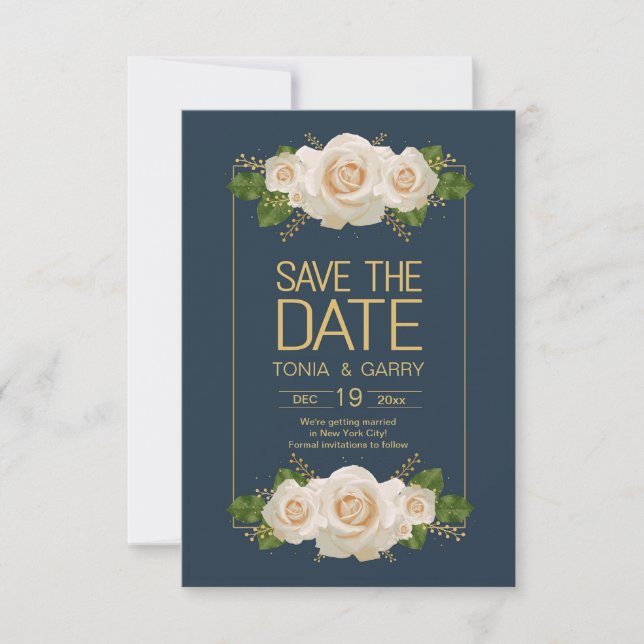 Invitation Annonce de Roses pour Sauvegarder la Date (Devant)