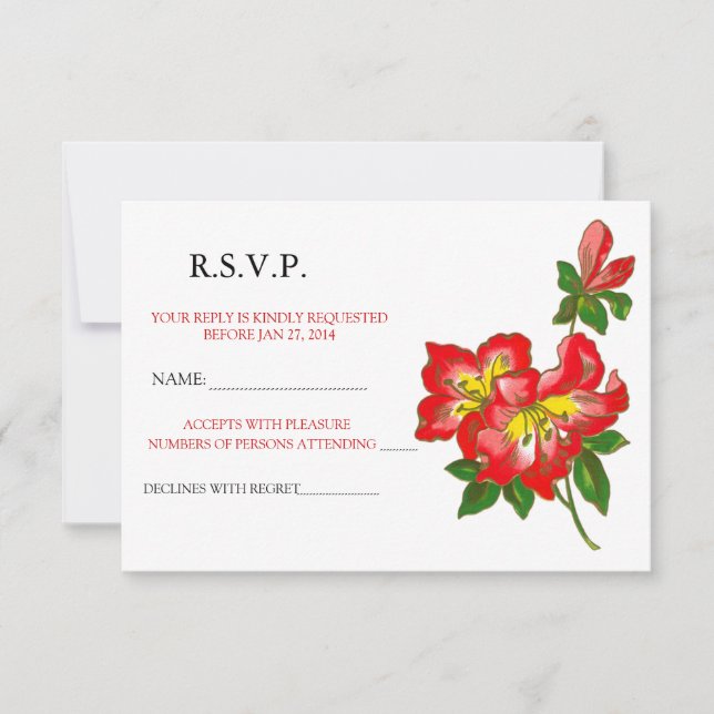 Invitation Annonce de RSVP Fleur de Mariage Orchidée Rouge 2 (Devant)