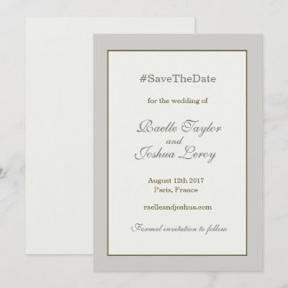 Invitation Annonce de sauvegarde de date avec hashtag or gris