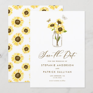 Invitation Annonce de sauvegarde de date avec tournesols sur 