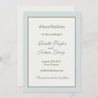 Invitation Annonce de sauvegarde de date bleu gris or Hashtag