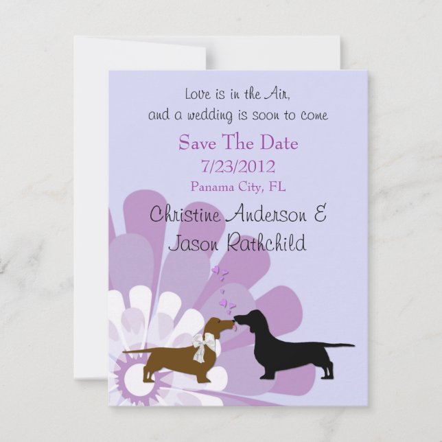 Invitation Annonce de sauvegarde de date d'amour de Dachshund (Devant)