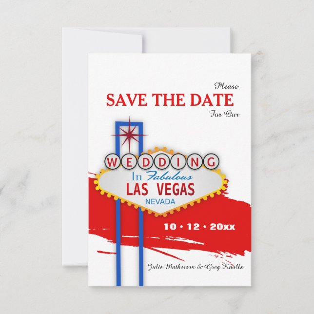 Invitation Annonce de sauvegarde de date du panneau de Las Ve (Devant)