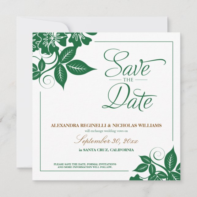 Invitation Annonce de sauvegarde de date moderne florale (ver (Devant)