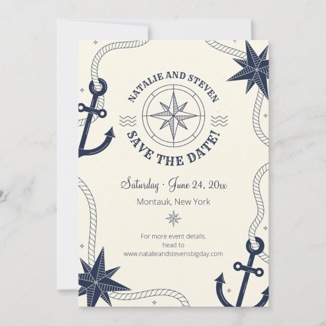 Invitation Annonce de sauvegarde de date nautique (Devant)