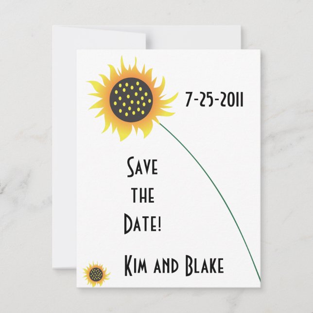 Invitation Annonce de sauvegarde de la date Tournesol (Devant)