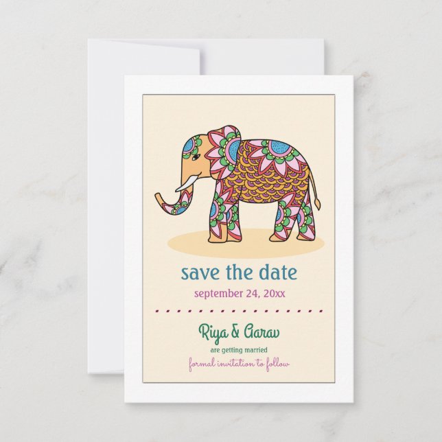 Invitation Annonce de sauvegarde de l'Éléphant d'Inde à la da (Devant)