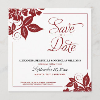 Invitation Annonce de sauvegarde florale moderne (rouge)