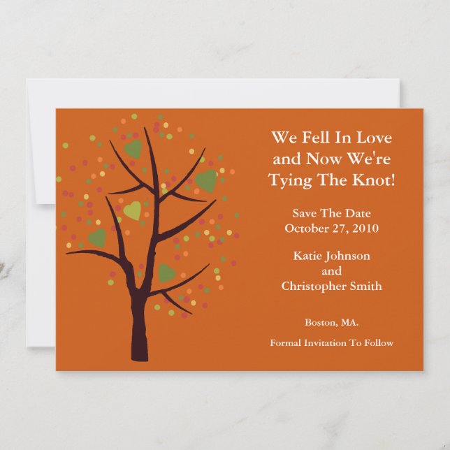 Invitation Annonce de Save The Date pour l'arbre d'automne to (Devant)