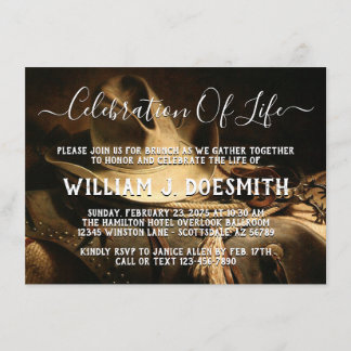 Invitation Annonce de service commémoratif Rustic Cowboy Thin