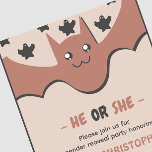 Invitation Annonce de sexe bébé Halloween chauve-souris migno