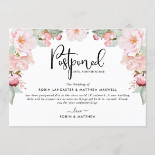 Invitation Annonce d'événement reporté, Blush Floral