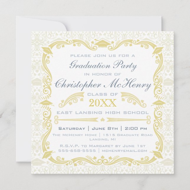 Invitation Annonce d'invitation de fin d'études élégante (Devant)