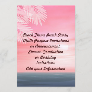 Invitation Annonce d'invitation multifonction Fête de plage