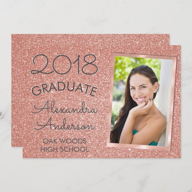 Invitation Annonce d'obtention du diplôme de Parties scintill (Devant / Derrière)