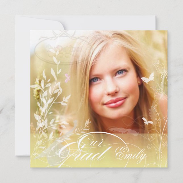 Invitation Annonce d'une photo de graduation des papillons Pi (Devant)