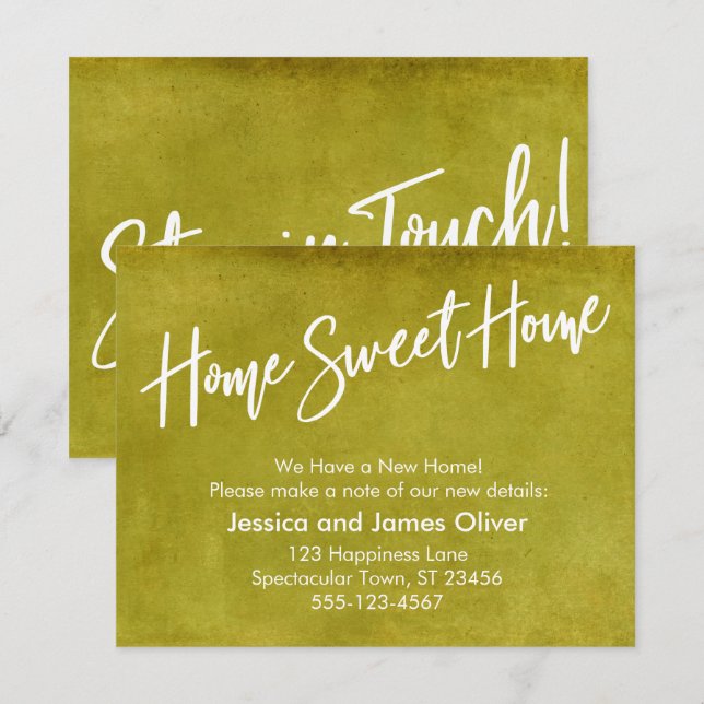 Invitation Annonce Jaune Moutarde 'Home Sweet Home' (Devant / Derrière)