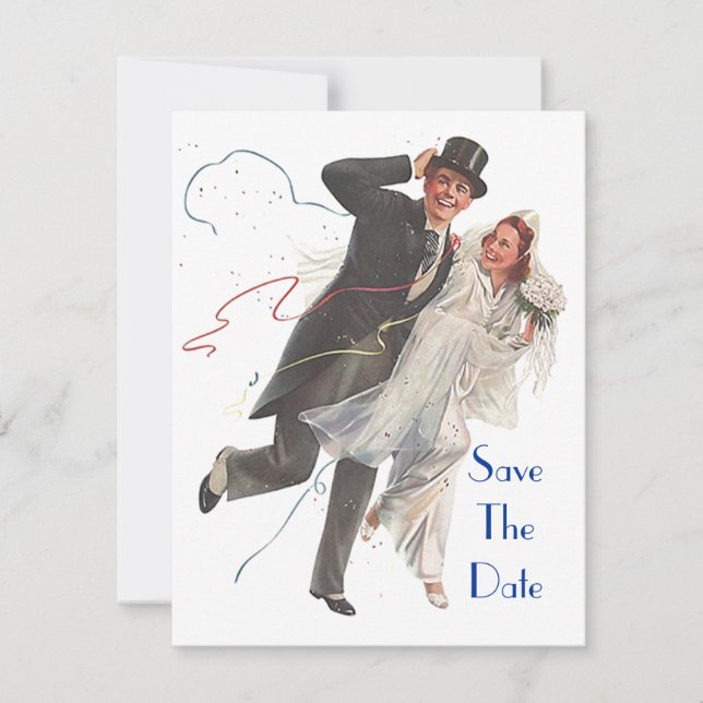 Invitation Annonce RÉTRO pour SAVE THE DATE facile à personna (Devant)