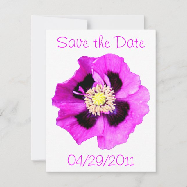 Invitation Annonce "Save the Date" Pavot d'Orient blanc (Devant)