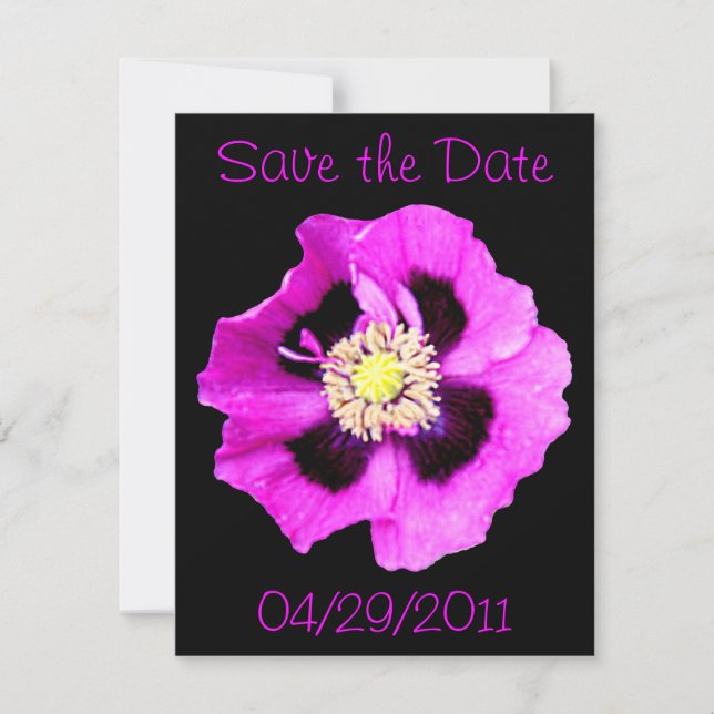 Invitation Annonce "Save the Date" Pavot d'Orient noir (Devant)