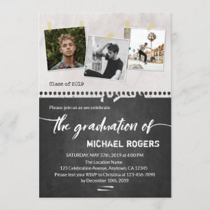 Invitation Annoncée de fin d'année branchée Photo du diplôm