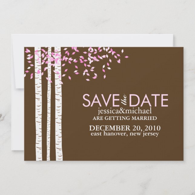 Invitation Annonces d'arbre de bouleau pour réserver la date (Devant)
